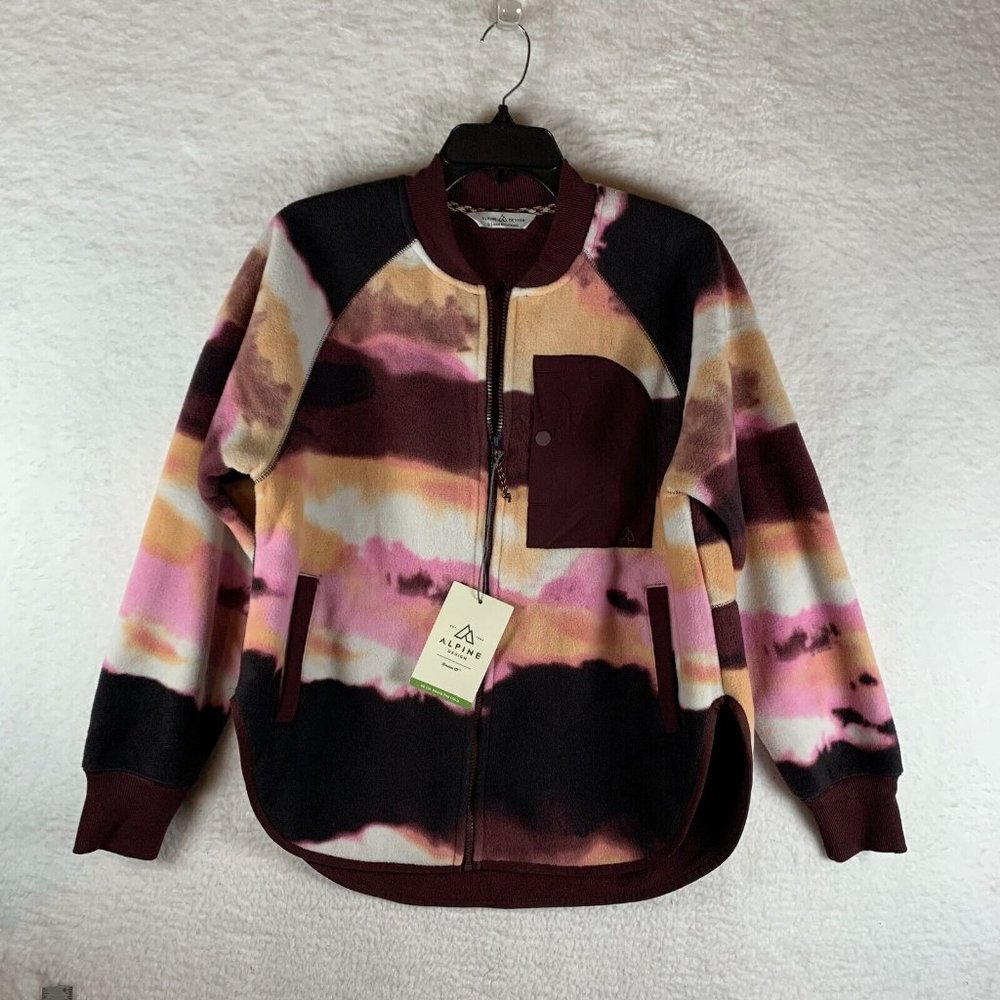 Alpine Design Jackets Women Small Orange Tie-dye Pockets Fleece Full-Zip 7031